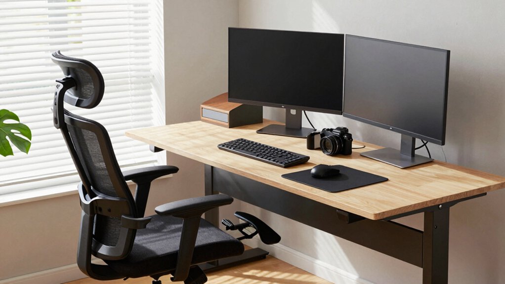 ergonomic chair and monitor