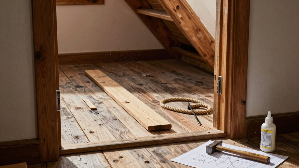 fix squeaks with nails adhesive