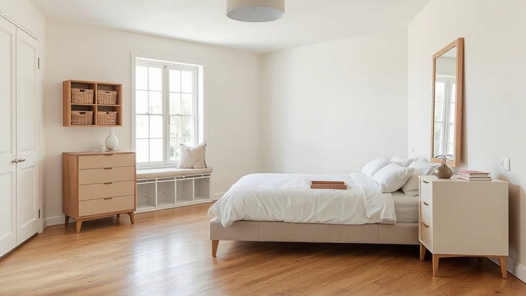 clutter free spacious calming bedroom