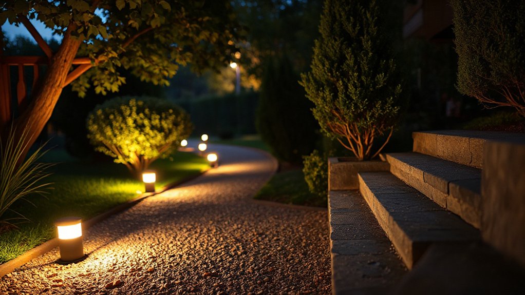 layered garden path lighting
