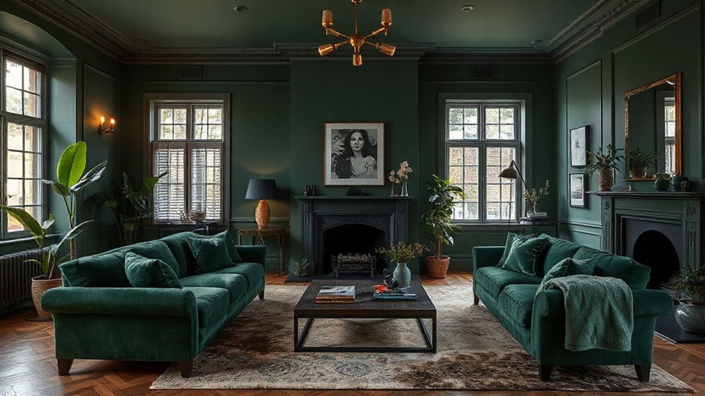 moody greens with emerald accents