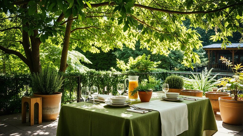 shaded garden outdoor dining