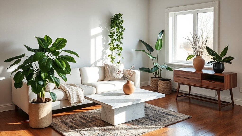 vibrant greenery for depth
