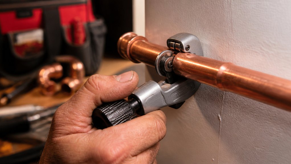 cutting copper pipe near wall