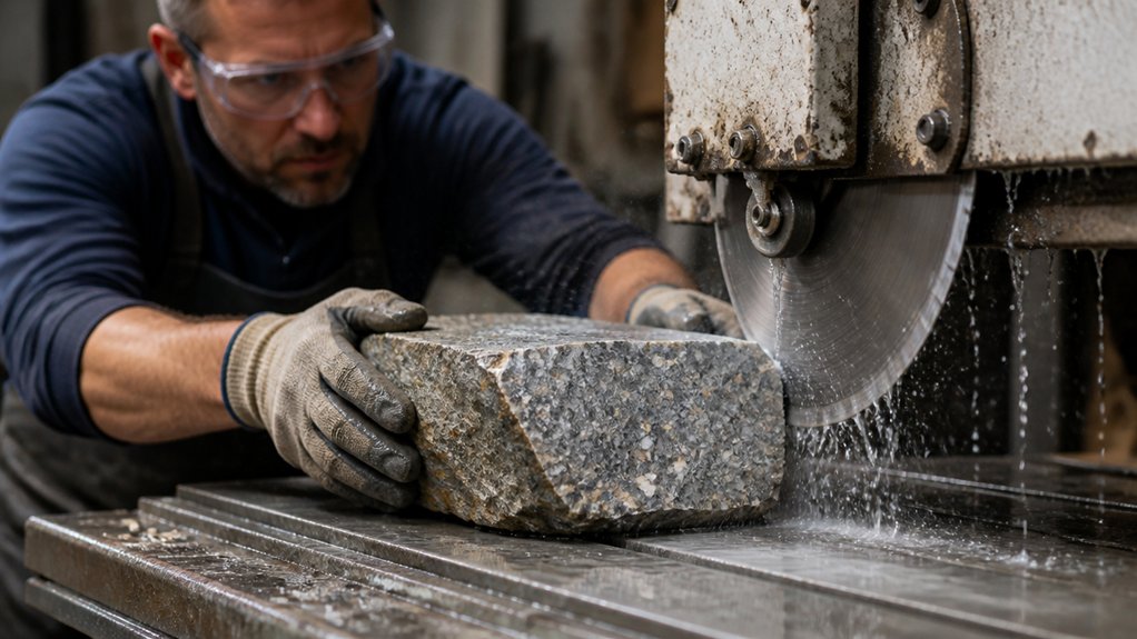 cutting rocks with tile saw