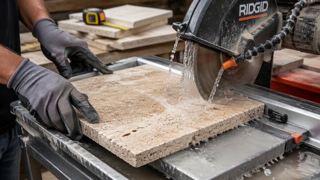 cutting travertine tile