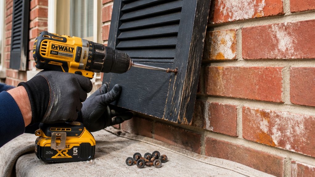 removing brick mounted shutters