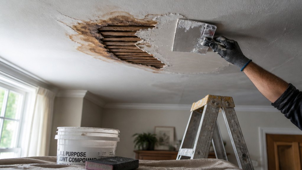 repairing water damaged ceiling